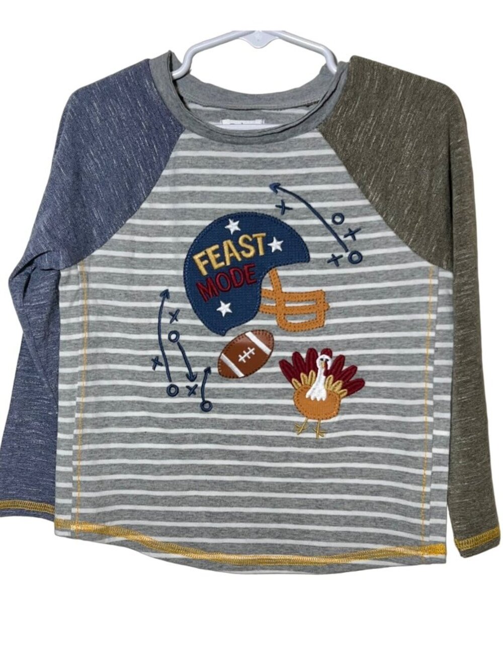 Mud Pie 4T 5T NWT Thanksgiving turkey football Feast Mode long sleeve Shirt